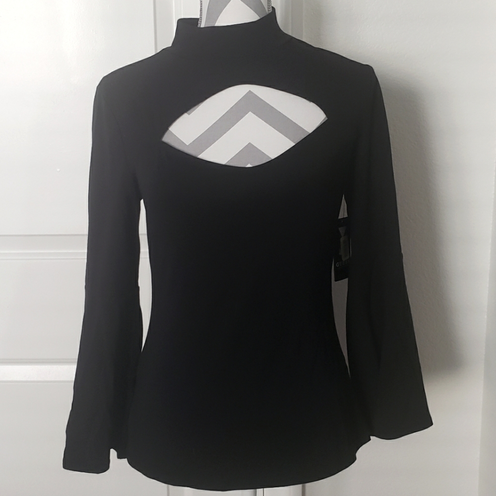 NWT GUESS Mockneck Cutout Top